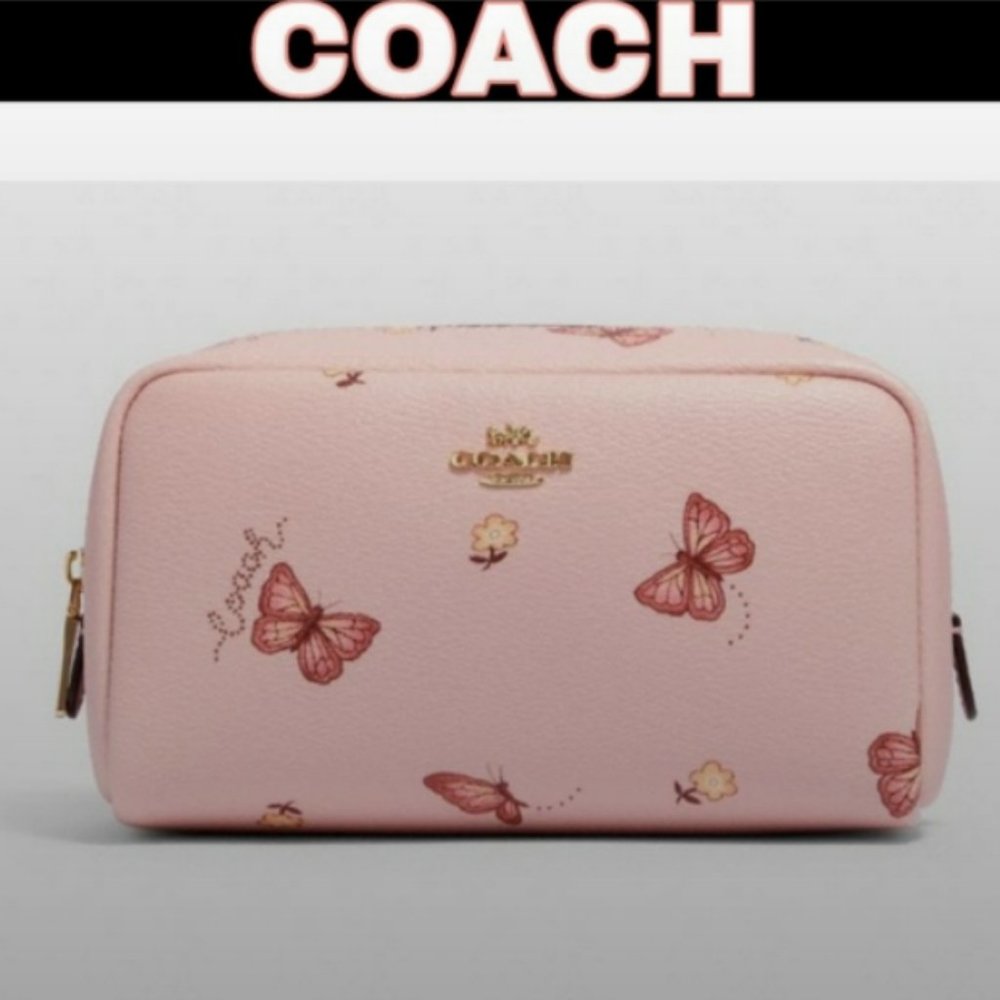 Coach Boxy Cosmetic Case Pink Butterfly